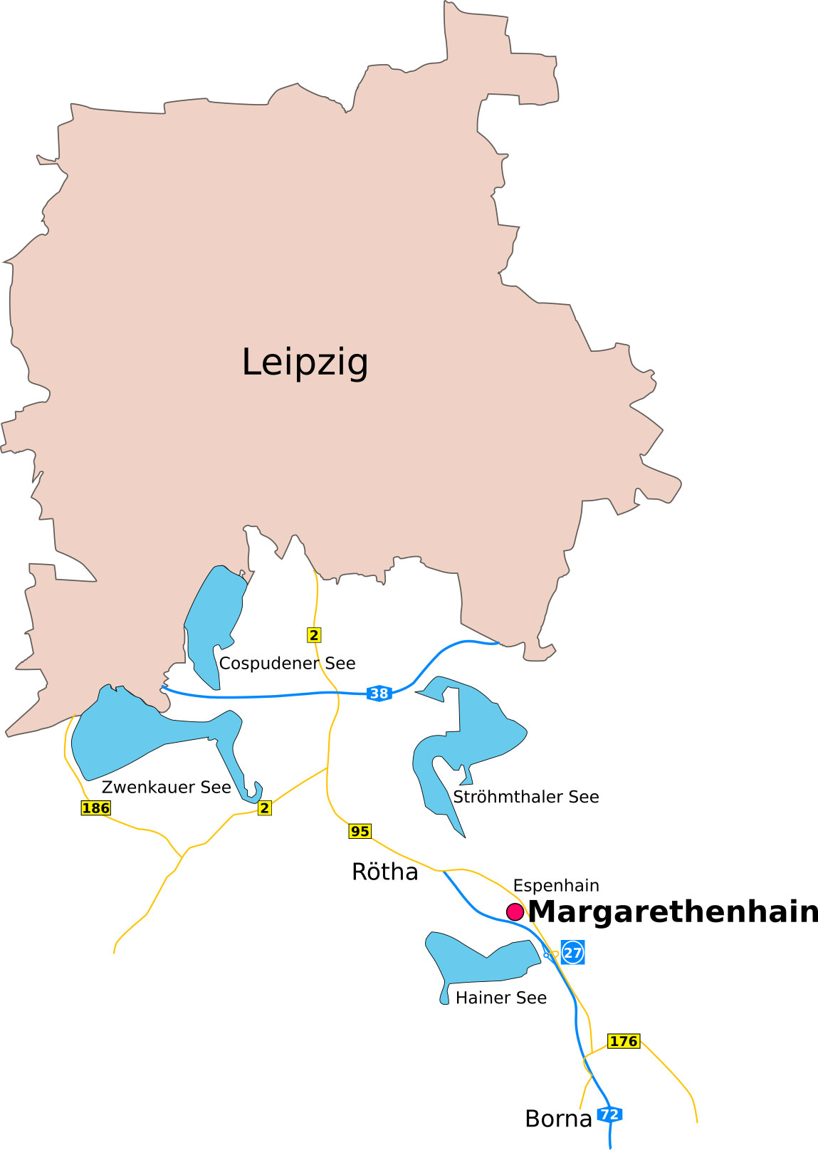 Karte Übersicht Margarethenhain 1, 04571 Rötha OT Espenhain