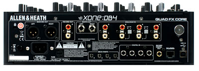 >Allen & Heath Xone:DB4 Digitaler Clubmixer Anschlüsse